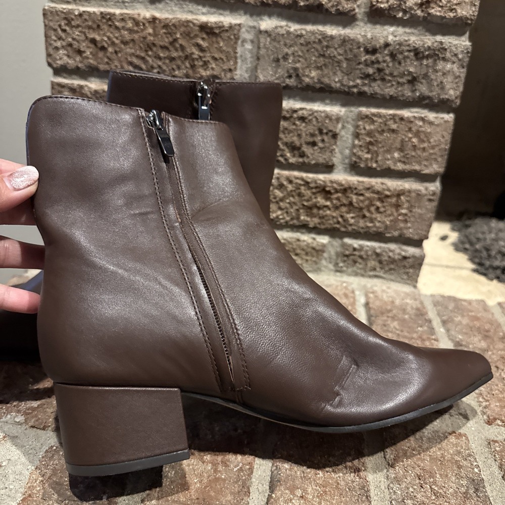 Nine West Maribu Pointed Toe Ankle Booties Dark Brown Leather US 8M #612 - Picture 5 of 16